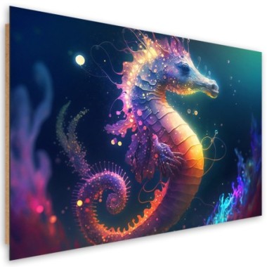 Deco panel print, Neon seahorse - 100x70
