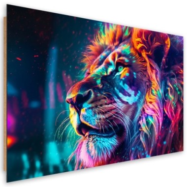 Deco panel print, Neon Animal Lion Ai - 100x70