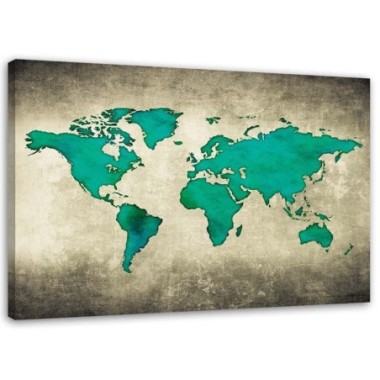 Stampa su tela, Mappa del mondo verde - 100x70