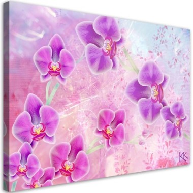 Quadro su tela, Astrazione dei fiori di orchidea -...