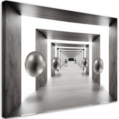 Quadro su tela, Tunnel Silver 3D Balls - 100x70