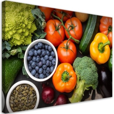Quadro su tela, Verdure fresche e frutta - 100x70