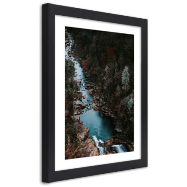 Quadro con cornice, Fiume nella foresta - 70x100