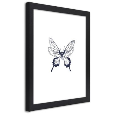 Quadro con cornice, Farfalla disegnata - 70x100