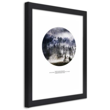 Quadro con cornice, Foresta nella nebbia - 70x100