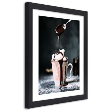 Quadro con cornice, CaffÃ¨ con marshmallow - 70x100