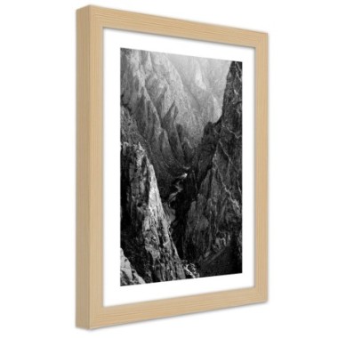Quadro con cornice, Paesaggio montano in bianco e...
