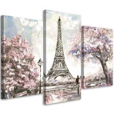 Stampa su tela 3 parti, Torre Eiffel dipinta - 90x60