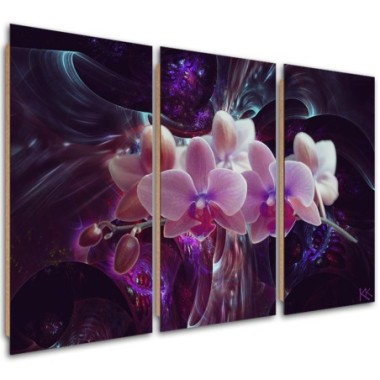 Quadro deco panel 3 paneli, Orchidea bianca su uno...