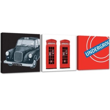 Stampa su tela 3 parti, Simboli della Gran Bretagna...