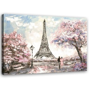Stampa su tela, La Torre Eiffel in primavera - 120x80