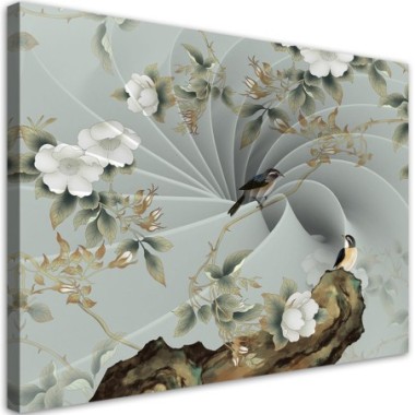 Quadro su tela, Uccello su un ramo - 120x80