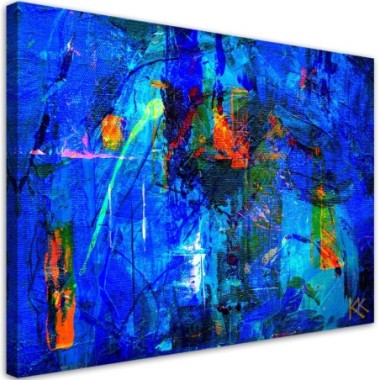 Quadro su tela, Mano di astrazione blu -pinto - 120x80
