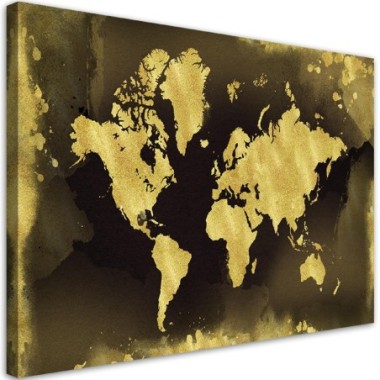 Quadro su tela, Continenti d'oro vintage - 120x80