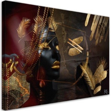 Quadro su tela, African Woman Gold Abstraction - 120x80