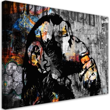 Quadro su tela, Street Art Banky Monkey Abstraction...