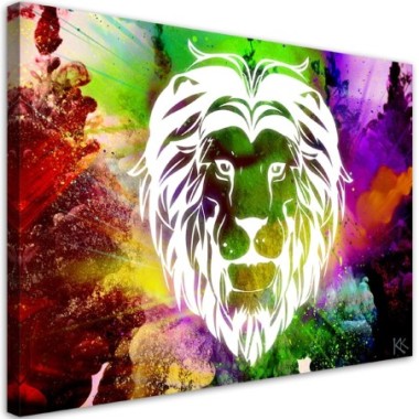 Quadro su tela, Astrazione di leone colorato - 120x80