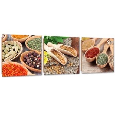 Quadro deco panel 3 parti, Spezie del mondo - 150x50
