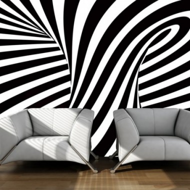 Fotomurale - op art: bianco e nero - 200x154