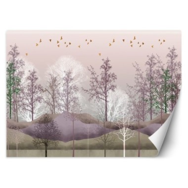 Carta Da Parati, Uccelli sopra la foresta - 250x175