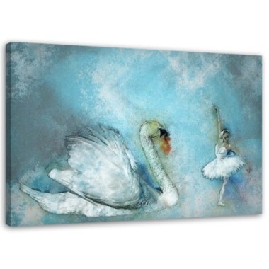 Quadro su tela, Cigno Ballerina Turchese - 120x80