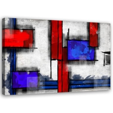 Quadro su tela, Astrazione Blu Rosso - 120x80