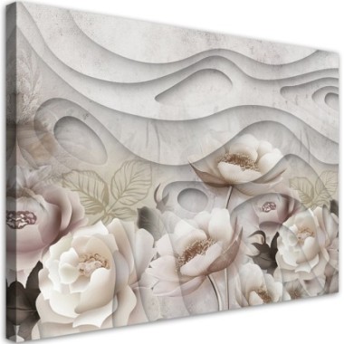 Quadro su tela, Fiori beige in fiore - 120x80