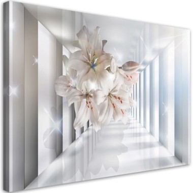 Quadro su tela, Fiori nel corridoio 3D - 120x80