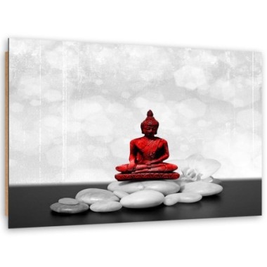 Quadro deco panel, Buddha rosso su pietre - 120x80