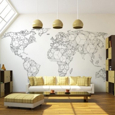 Fotomurale - Map of the World - white solids - 200x154