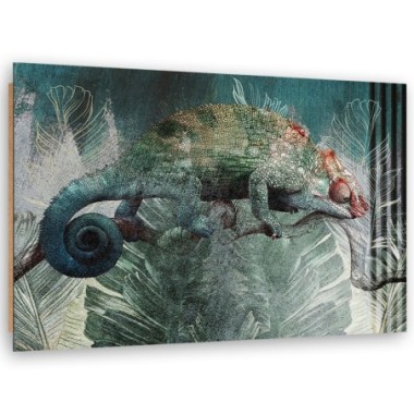 Quadro deco panel, Camaleonte nella giungla - 120x80
