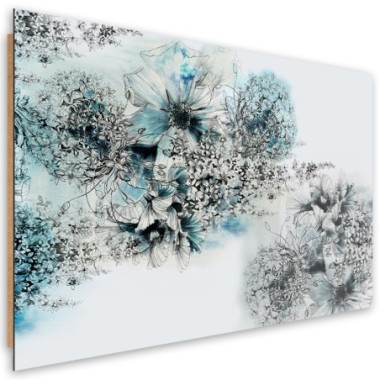 Quadro deco panel, Astrazione dei fiori blu - 120x80