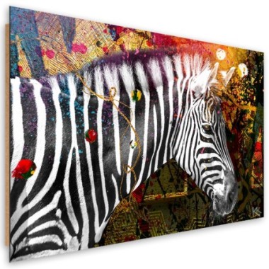 Quadro deco panel, Zebra su uno sfondo colorato -...