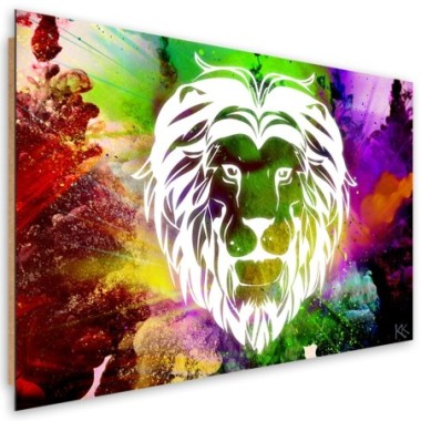 Quadro deco panel, Astrazione di leone colorato -...