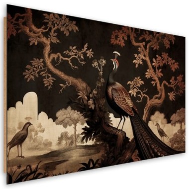 Deco panel picture, Oriental tree peacock - 120x80