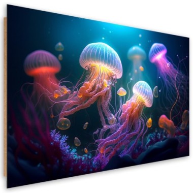 Deco panel print, Jellyfish Neon Abstraction - 120x80