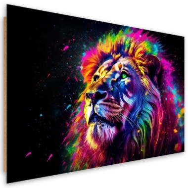 Deco panel print, Neon Lion Coloured - 120x80