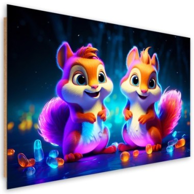 Deco panel picture, Colorful squirrels - 120x80