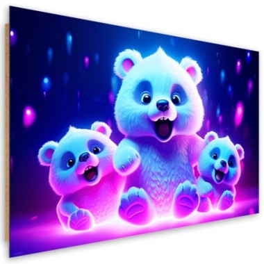 Deco panel picture, Neon bears - 120x80