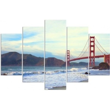 Stampa su tela 5 parti, Ponte del Golden Gate - 100x70