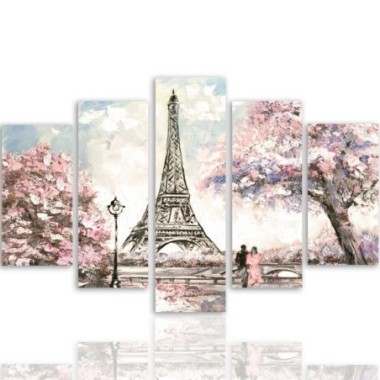 Stampa su tela 5 parti, Primavera a Parigi - 100x70