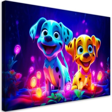 Canvas print, Neon dogs - 100x70