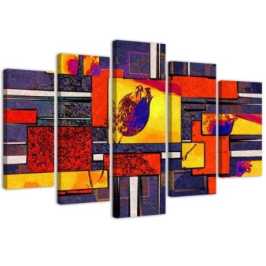 Quadro su tela 5 paneli Astrazione colorata - 100x70