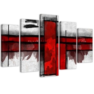 Quadri Quadro 5 pezzi Stampa su tela Astratto Bianco...