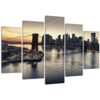 Quadro su tela 5 paneli New York City Ponte di...
