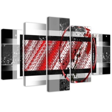 Quadro su tela 5 paneli Astratto Beige Marrone - 100x70