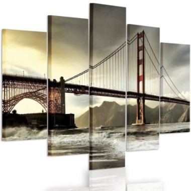 Quadro su tela 5 paneli Ponte del Golden Gate - 100x70