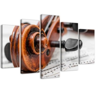 Quadro su tela 5 paneli Spartiti per violino - 100x70