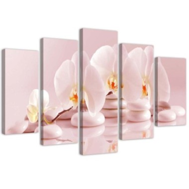 Quadro Multipannello Orchidea a fiore rosa - 100x70