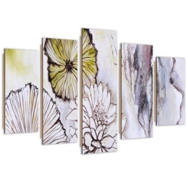 Quadro deco panel 5 parti, I fiori - 100x70